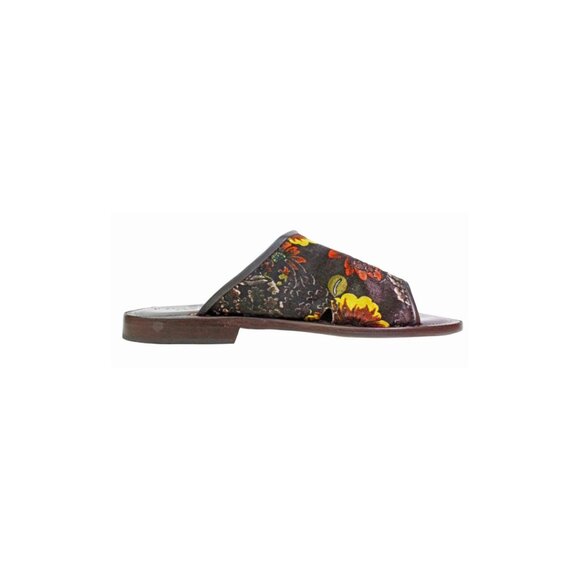 Floral Brown Italian Mens Leather Sandals Shoes main image 8